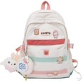 thumbnail image 1 of Mochila Kawaii con peluche y monedero, mochila escolar Harajuku, mochila estética gótica pastel para niñas adolescentes (blanco), 1 of 5