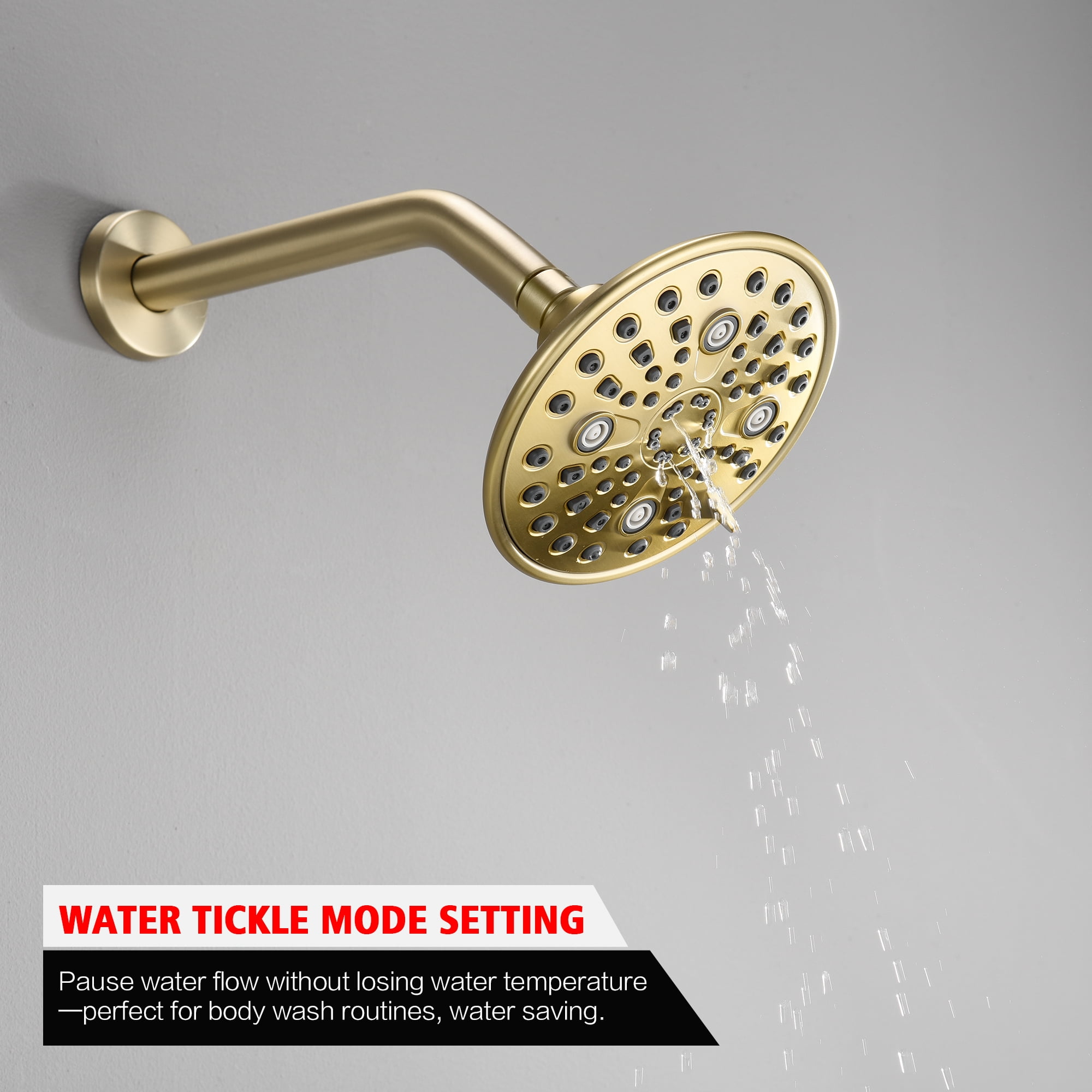 sumerain Brushed Gold Tub Shower Faucet Set Complete, Shower and Tub Fixture with Rainfall Shower Head and Tub Spout
