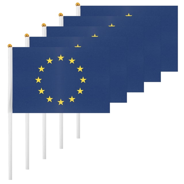 Banderas de la Unión Europea ASUNO, 20 unidades, mini 14 x 21 cm, poliéster