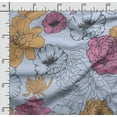 thumbnail image 2 of Soimoi Floral Print,Cotton Cambric, Quilting Fabric Sold by The Yard 42 Inch Wide, Medium Weight Cotton Fabric, SewingSupplies,Light Blue, 2 of 5
