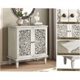 thumbnail image 6 of JERFIT Vintage Floral Display Cabinet with Adjustable Shelf, 2-Door Accent Sideboard with Solid Wood Legs for Living Room, Entryway, Hallway, Antique Grey White, 6 of 10