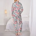 thumbnail image 6 of Wukai Flower Leaves Print Women's Pajama Set - Soft Long Sleeve Sleepwear for Comfort and Style-, 6 of 9
