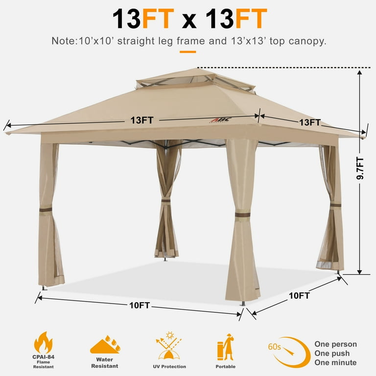 ABCCANOPY 13'x13' Gazebo Tent Outdoor Pop up Gazebo Canopy Shelter