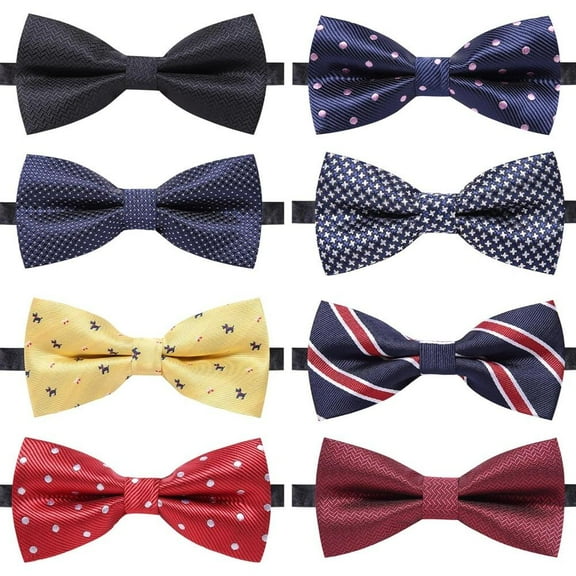 8 PCS Adjustable Pre-tied Men's Bow Ties Bow-ties for Men Boys Wedding Gifts