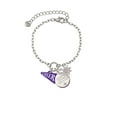 thumbnail image 2 of Delight Jewelry Acrylic 3/4" Purple Cheer Megaphone Silvertone Discover Dream Explore Zoey Charm Bracelet, 6.5+2" Extender, 2 of 4