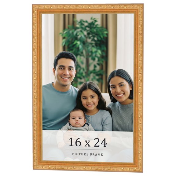 16x24 Frame Gold Solid Wood Picture Frame Width 1.125 Inches | Interior Frame Depth 0.375 Inches |