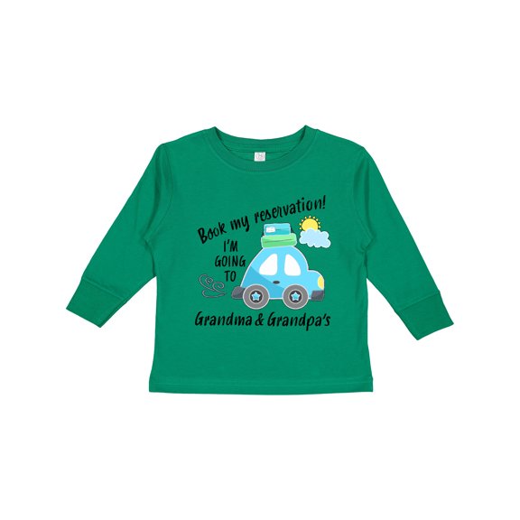 Inktastic Book My Reservation I'm Going to Grandma and Grandpa's Boys or Girls Long Sleeve Toddler T-Shirt
