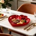 thumbnail image 2 of Meal Prep Containers,2-Compartments Heart Shape Serving Tray,Plastic Meal Tray for Appetizer Dinner Dessert,Valentines Day Decoration Supply,Red, 2 of 7
