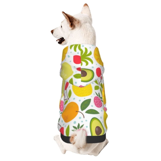 Fotbe Avocado And Pineapple Sudadera con Estampado para Perros Pequeños – Suéter con Capucha para Mascotas, Tela Suave de Forro Polar con Bolsillo-Large