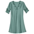thumbnail image 5 of Bigersell Summer Midi Dresses for Women Nightt Summer Female V-Neck Short Sleeve Above Knee Sleep Dress Style D-101 Wedding Guest Dresses Ladies Plus Size Summer Dresses , Green L, 5 of 5