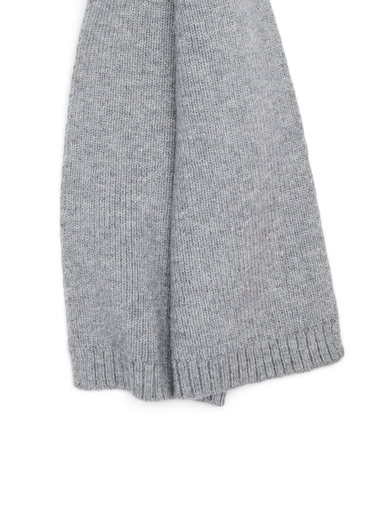 Time and Tru Women's Knit Scarf with Ribbed Trim, Medium Grey Heather