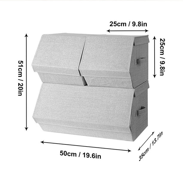 Bacs de rangement empilables avec couvercles, lot de 3 boîtes de rangement  pliables en tissu pour salon, armoire de chambre à coucher 