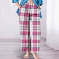 thumbnail image 7 of SuTry Children's Plaid Trousers Fall Casual Loose High Waist Wide Leg Pants with Pockets Yoga Gym Stylish Trousers(Pink#1,4 Years), 7 of 7