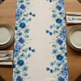 thumbnail image 5 of Table Runners 90 Inches Long Dress Scarves, Spring Blue Floral Farmhouse Coffee/Dining/Kitchen Table Runner for Living Room, Farmhouse Weeping Floral Leaves Burlap 13x90 Inch, 5 of 9