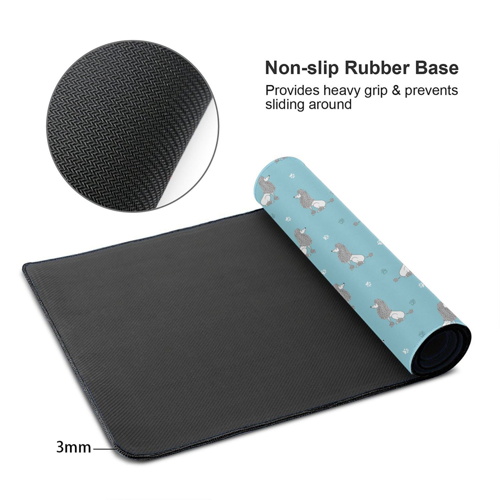 Kdxio Cute Poodle Dog Print Large Gaming Mouse Pad,Non-Slip Base,Water Resist Keyboard Pad for Gamer,Office & Home,29.5 x 15.8 in