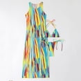 thumbnail image 6 of MLQIDK Women's Rainbow Print Halter Bikini Set with Cover-Up 3 Piece Swimwear Sexy Two Piece Bathing Suit with Flowy Beach Dress 2026 Multicolor S, 6 of 7