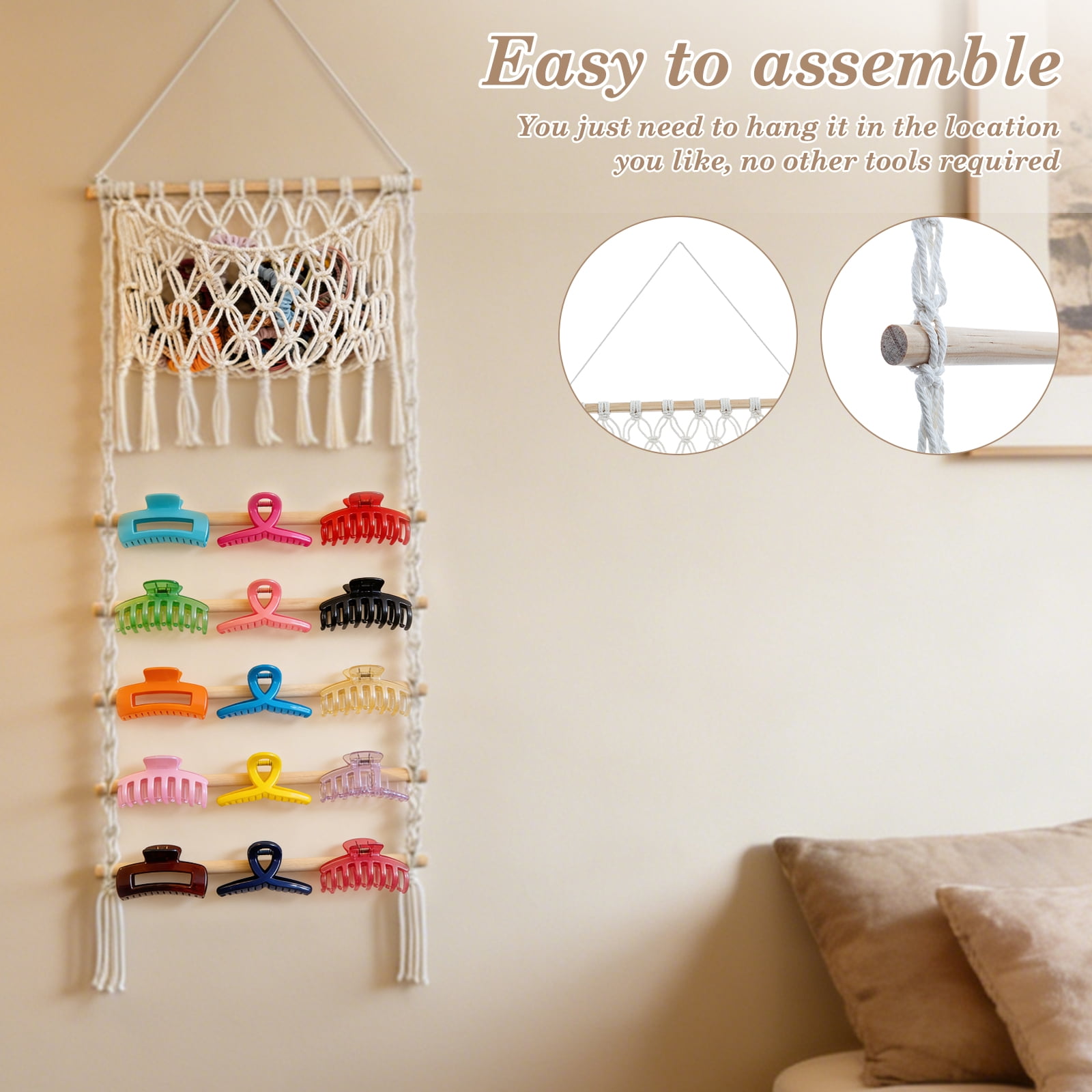 Hair Claw Clip Holder Wall Hanging Hair Ties Organizer Decorative Bow Organizer Practical Accessories Storage for Nursery Toddler Girls Room