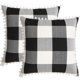 thumbnail image 1 of 2uds Clásico Búfalo Cuadros Fundas Cojines Cubiertas con Pompones Decorativo Funda Cojín Poliester Almohada Cobertor  18 x 18 Pulgadas Negro beige blanco, 1 of 10