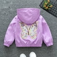 thumbnail image 4 of GYRATEDREAM Toddler Baby Girls Lightweight Hooded Jacket Outwear Kids Butterfly Print Zipper Outdoor Windbreaker Children Spring Fall Trench Coat for 13 Months-8 Years, 4 of 8
