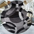 thumbnail image 2 of Tapis Moderne Contemporain de Zone Abstraite 6' 6" Gris (6' 6" de Diamètre), 2 of 5