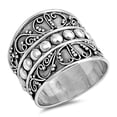 thumbnail image 4 of Bali Bead Wide Ring .925 Sterling Silver Thin Band Jewelry Female Male Unisex Size 7, 4 of 4
