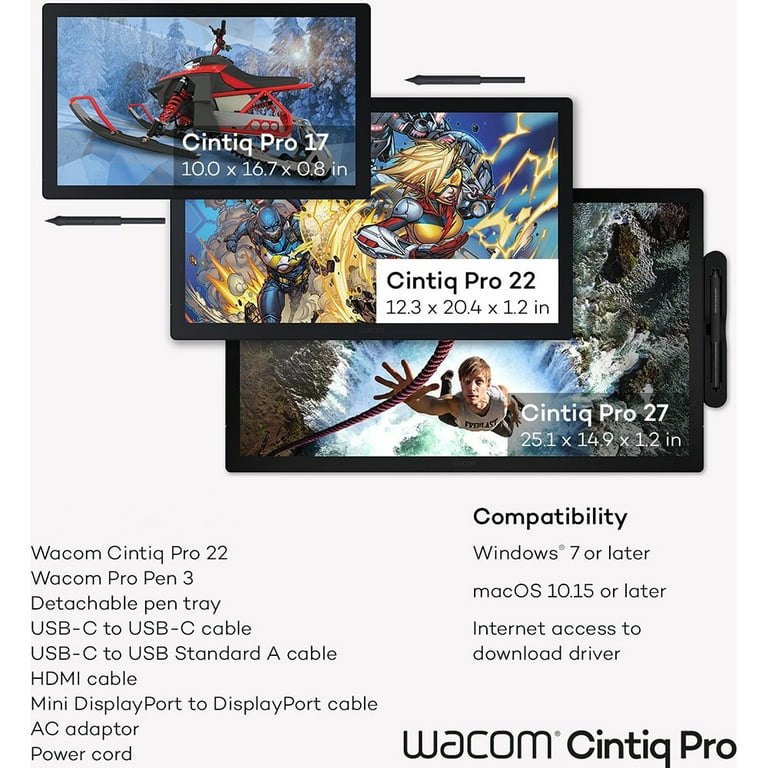 Wacon Cintiq Pro 22 Creative Pen and Touch Screen, Black