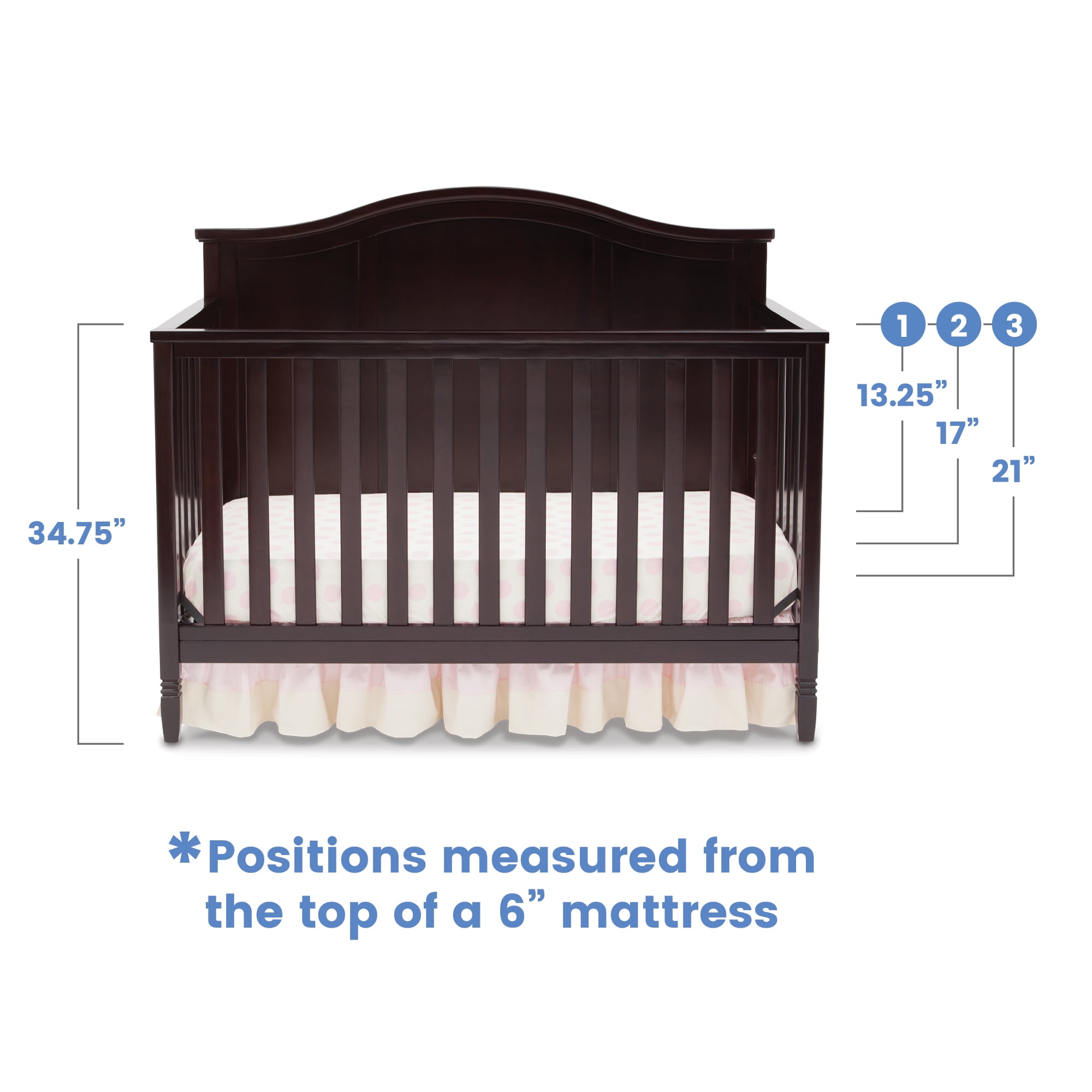 Delta Children Madrid 5-in-1 Convertible Baby Crib, Dark Chocolate