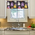 thumbnail image 2 of Yayeee Kitchen Valance Rod Pocket 54" x 18" Living Room Window Curtain, Yellow Halloween Ghosts, 2 of 6