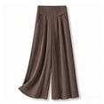 thumbnail image 5 of Women's Culottes Cropped Solid Color Wide Leg Pants Elastic Waist Casual Palazzo Trousers with Pockets Coffee XXXL(XXXL), 5 of 5