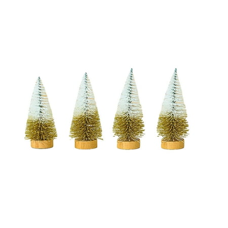 

Joyfeel 4Pcs Mini Christmas Tree Decoration Dual Colors Reusable Realistic Anti-slip Stable Wooden Base PVC Desktop Artificial Xmas Tree Ornament Holiday Decor