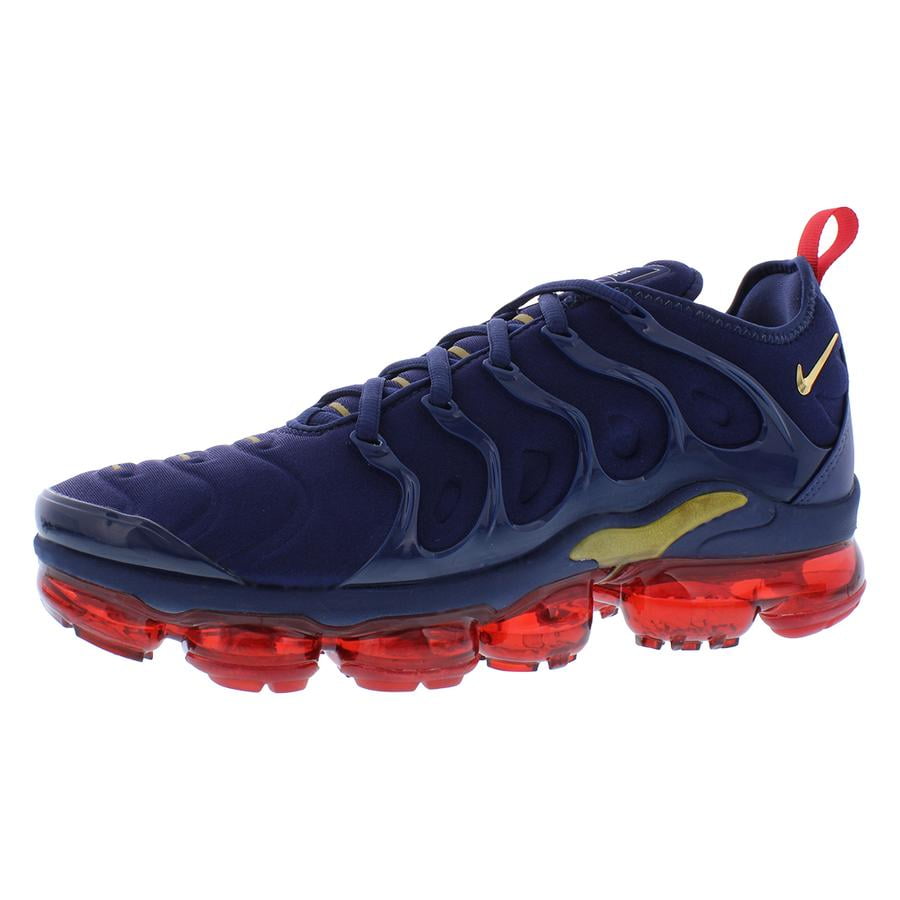 Nike Air VaporMax Plus Mens Shoes Size 10, Color: Midnight Navy/Metallic Gold/Black/University Red