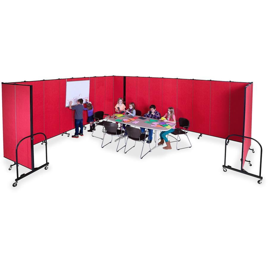 Screenflex Portable Room Dividers - 72" Height x 24.1 ft Length - Black Metal Frame - Polyester - Stone - 1 Each