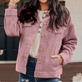 thumbnail image 5 of Yokua Women's Casual Lapel Loose Button Down Long Sleeve Corduroy Jacket with Pockets, 5 of 7
