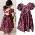 thumbnail image 3 of URMAGIC Toddler Kids Girls Summer Flower Print Ruffle Sleeve Dress Sundress 4-5 Years, 3 of 9