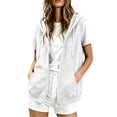 thumbnail image 4 of Mlzmgr Sweatshirts for Women Sleeveless Zip up Jackets Drawstring Hooded Fall Casual Athletic Jackets with Pockets(X-Large,White), 4 of 8