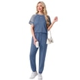 thumbnail image 4 of MINTREUS Lounge Sets for Women Two Piece Pajama Set Short Sleeve Pjs Joggers Long Pants Tracksuit with Pockets, 4 of 7