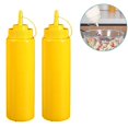 thumbnail image 1 of Leak-free Set Of 2 Durable Clear Food Dispenser Squeeze Squirt Bottle Griddle Accessory With Cap For Sauces, Oil, Condiments, 1 of 5