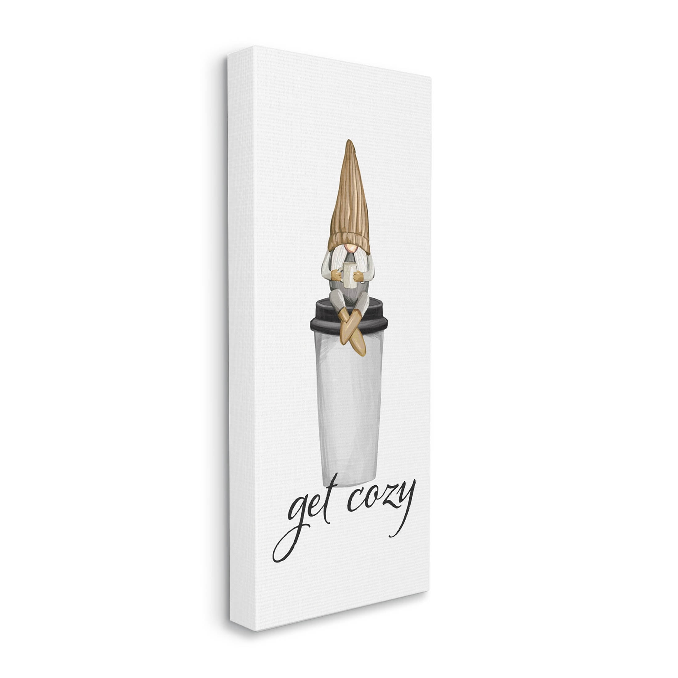 Get Cozy Morning Coffee Gnome Fairy Tales & Fantasy Graphic Art Gallery Wrapped Canvas Print Wall Art