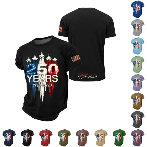 America 250 Shirt for Men 250 Years Shirt Casual Short Sleeve Tees Tops