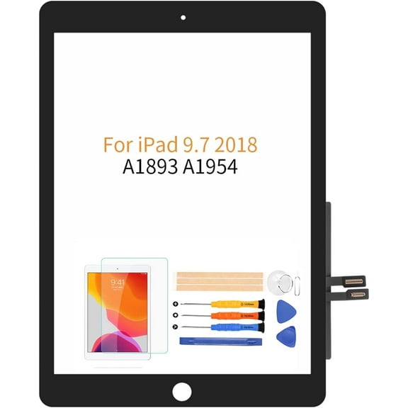 for IPad 9.7" 2018 /iPad 6 6th Gen A1893 A1954 Touch Screen Replacement Parts,(NO LCD,NO Home Button) with Free Screen Protector Repair Tools(White)