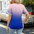 thumbnail image 6 of Brglopf Womens Plus Size T Shirts V-Neck Rolled Short Sleeve Basic Summer Tops Trendy Tie Dye Casual Tees Blouse(Blue Pink,M), 6 of 8