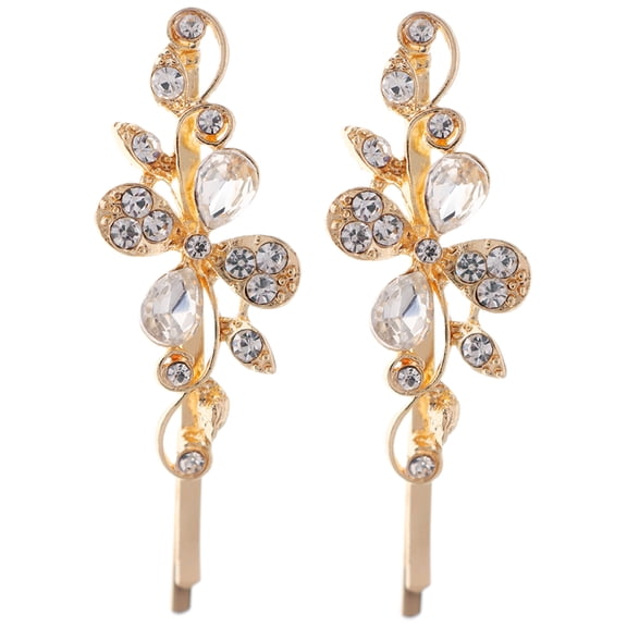 NIAIZEK 2Pcs Sparkly Golden Hair Pins Decorative Bobby Clips for Womens Hair Accessories and Parties