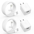 thumbnail image 1 of Cargador DelTucci para iPhone Travel, paquete de 2 unidades, 6 pies con adaptador USB de pared, 1 of 7