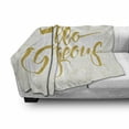 thumbnail image 3 of Hello Gorgeous Soft Flannel Fleece Throw Blanket, Calligraphy Words Brush Lettering on Graphic Sprayed Color, Cozy Plush for Indoor and Outdoor Use, 50" x 70", Yellow Earth Yellow, by Ambesonne, 3 of 6