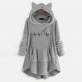 thumbnail image 1 of IROINID Manteau à Capuche Décontracté Mi-Long pour Femmes avec Imprimés Graphiques, Manches Longues, Chaud, Gris, 1 of 4