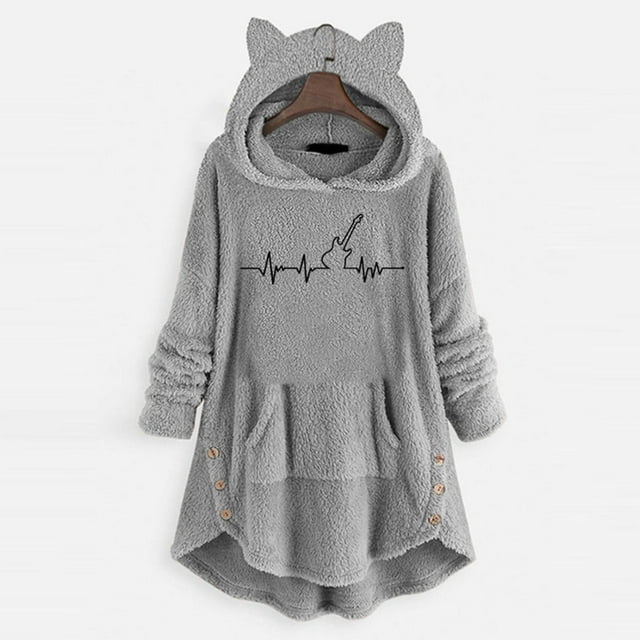 Ruimatai Mode Chandails à Capuche d'Hiver Chauds pour Femmes, Imprimé Patchwork Léopard, Manteau à Capuche en Peluche Irrégulier, Hauts