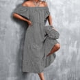 thumbnail image 3 of unique Fashion Women Dresses Summer Casual Short Sleeve Vacation Beach Pockets Long Dress, 3 of 4