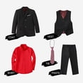 thumbnail image 4 of Boys Suit Slim Fit 5 Piece for Kids Toddler Suit Wedding Outfit for Teenage Boys Formal Tuxedo Set, 4 of 11