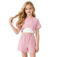 thumbnail image 3 of Girls 3-Piece Summer Outfit Set Print Crop Top & Elastic Waist Shorts Casual Breathable Clothing for Kids Red Size 10-11 Years, 3 of 6