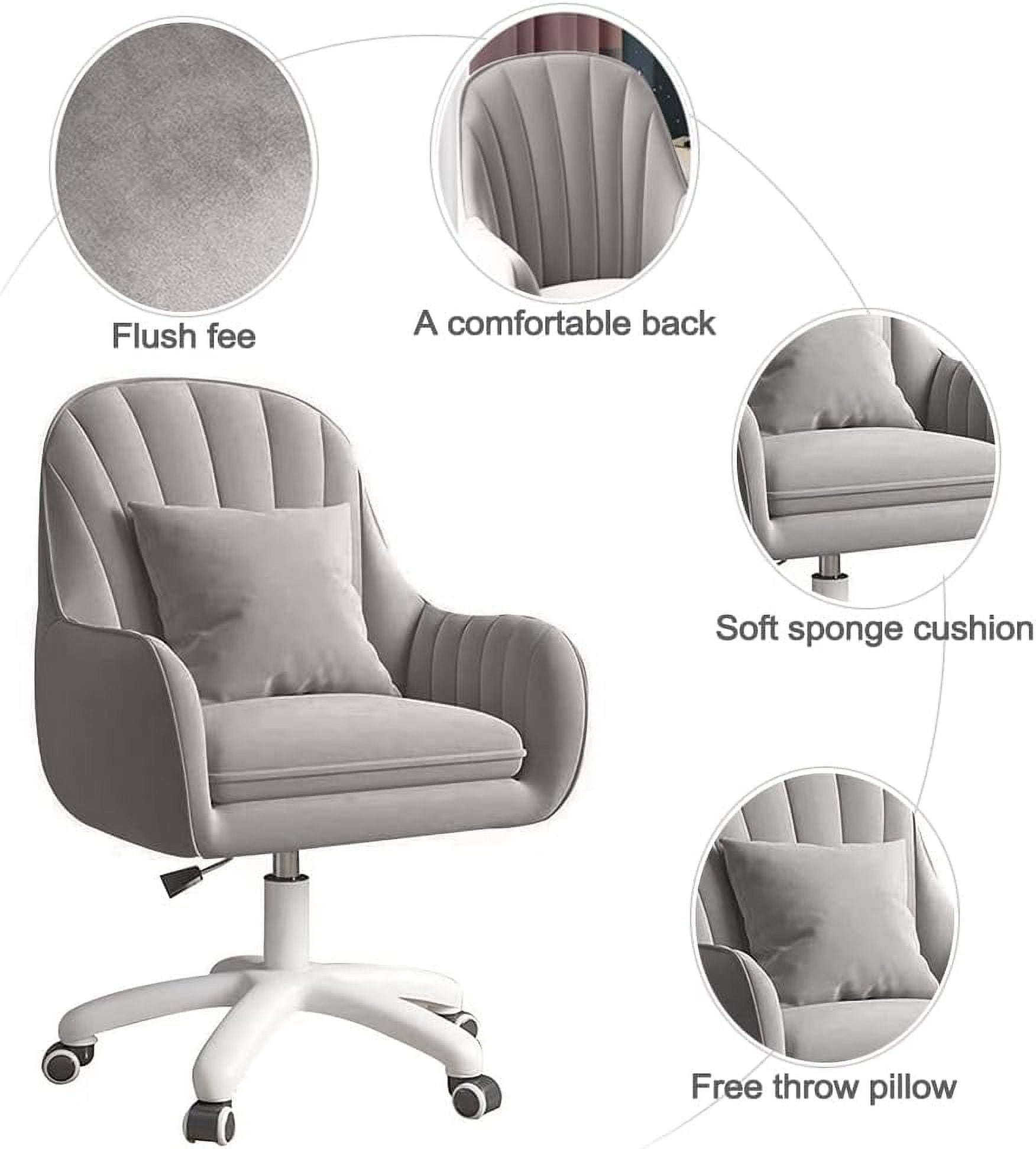WXJHL Home Office Chair Computer Chair with Mid-Back Upholstered Modern Tufted Computer Task Chair Swivel Height Adjustable Velvet Accent Chair.（Grey）
